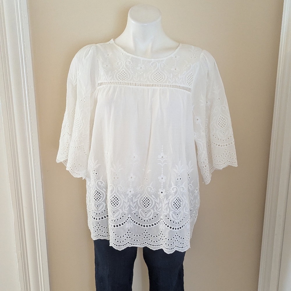 Ella Moon white boho top size M